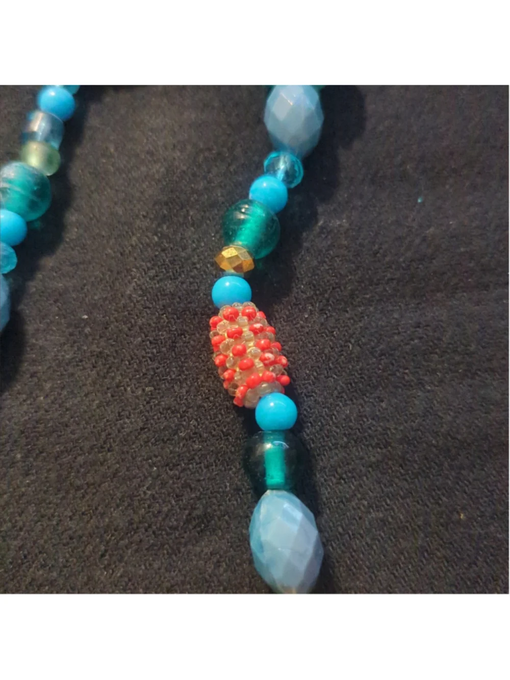 Blue Yellow Red Multi Color Beaded Chunky Long Statement Necklace